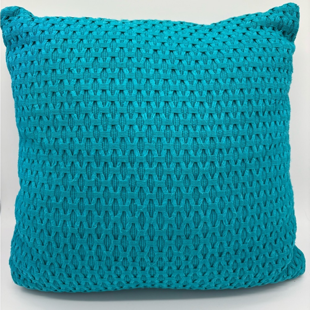 Turquoise Textured Front Accent Pillow, 15” x 15”